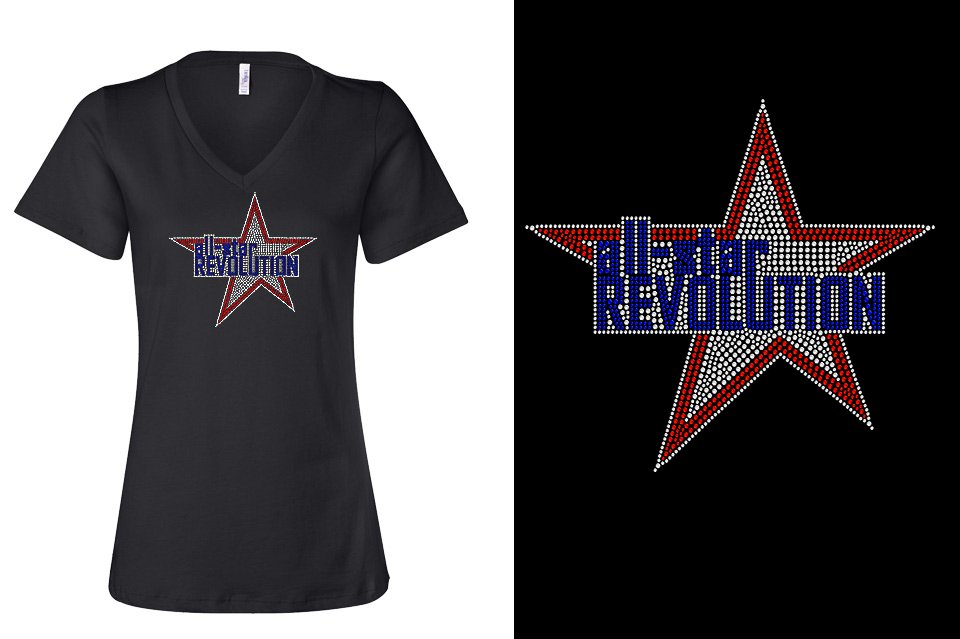Rhinestones All Star REVOLUTION Women's Relaxed V-Neck