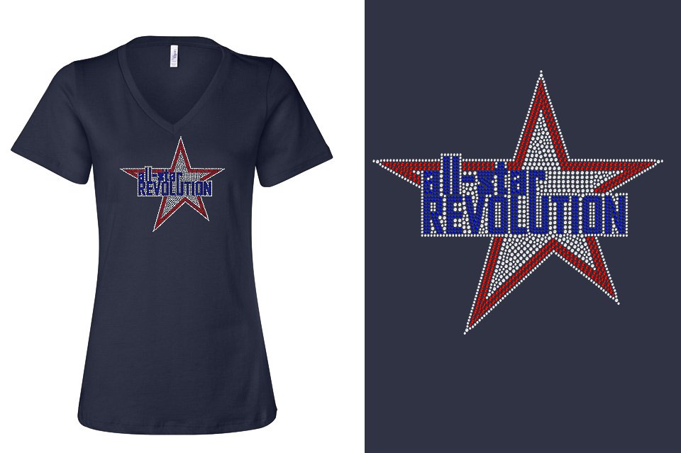 Rhinestones All Star REVOLUTION Women's Relaxed V-Neck