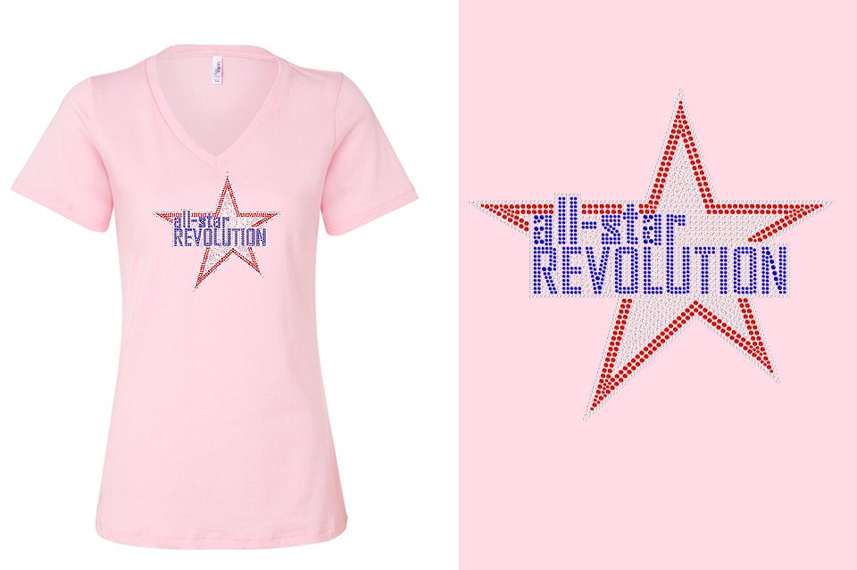 Rhinestones All Star REVOLUTION Women's Relaxed V-Neck