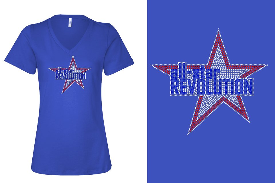 Rhinestones All Star REVOLUTION Women's Relaxed V-Neck
