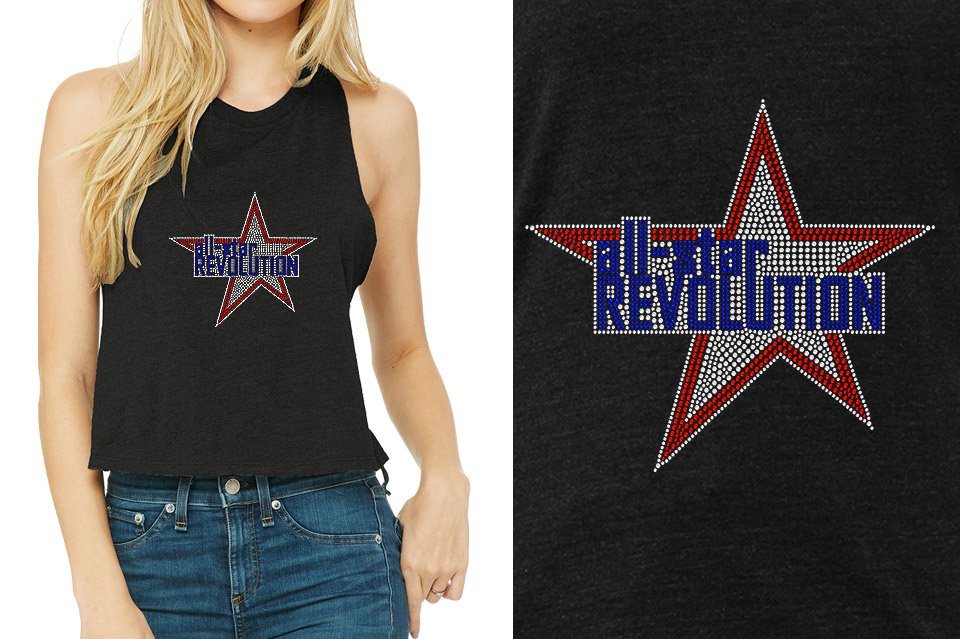 Rhinestones All Star REVOLUTION Relaxed Fit Women's Racerback Cropped Tank