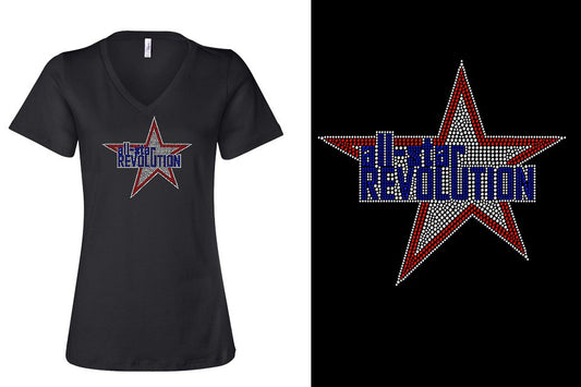 Rhinestones All Star REVOLUTION Women's Relaxed V-Neck