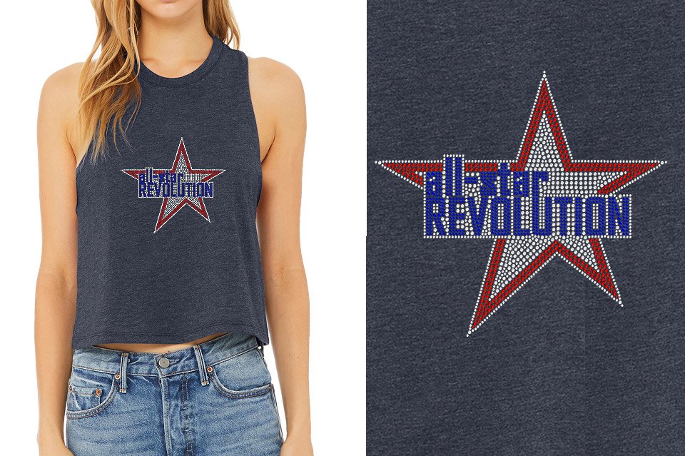 Rhinestones All Star REVOLUTION Relaxed Fit Women's Racerback Cropped Tank
