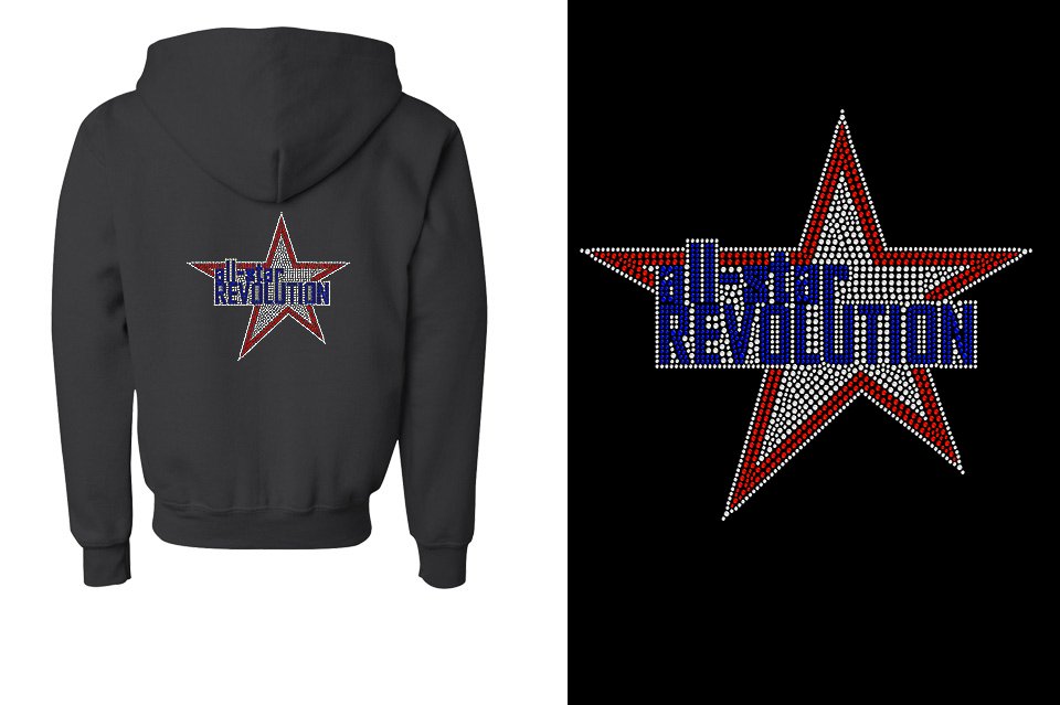 Rhinestones All Star REVOLUTION Youth Unisex Zip Hoodie