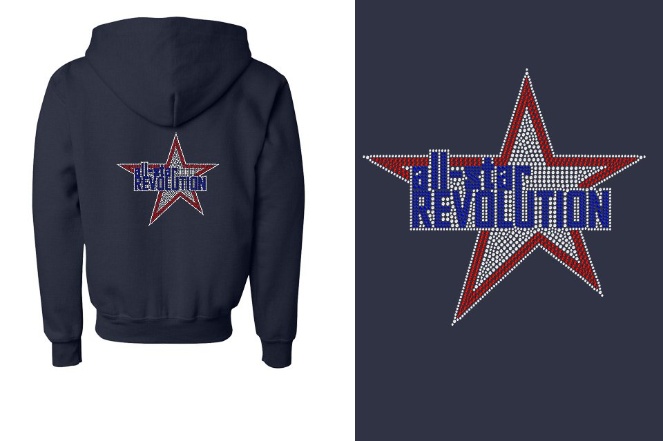 Rhinestones All Star REVOLUTION Youth Unisex Zip Hoodie